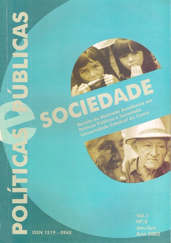 					View Vol. 1 No. 5 (2003): Revista Políticas Públicas e Sociedade
				