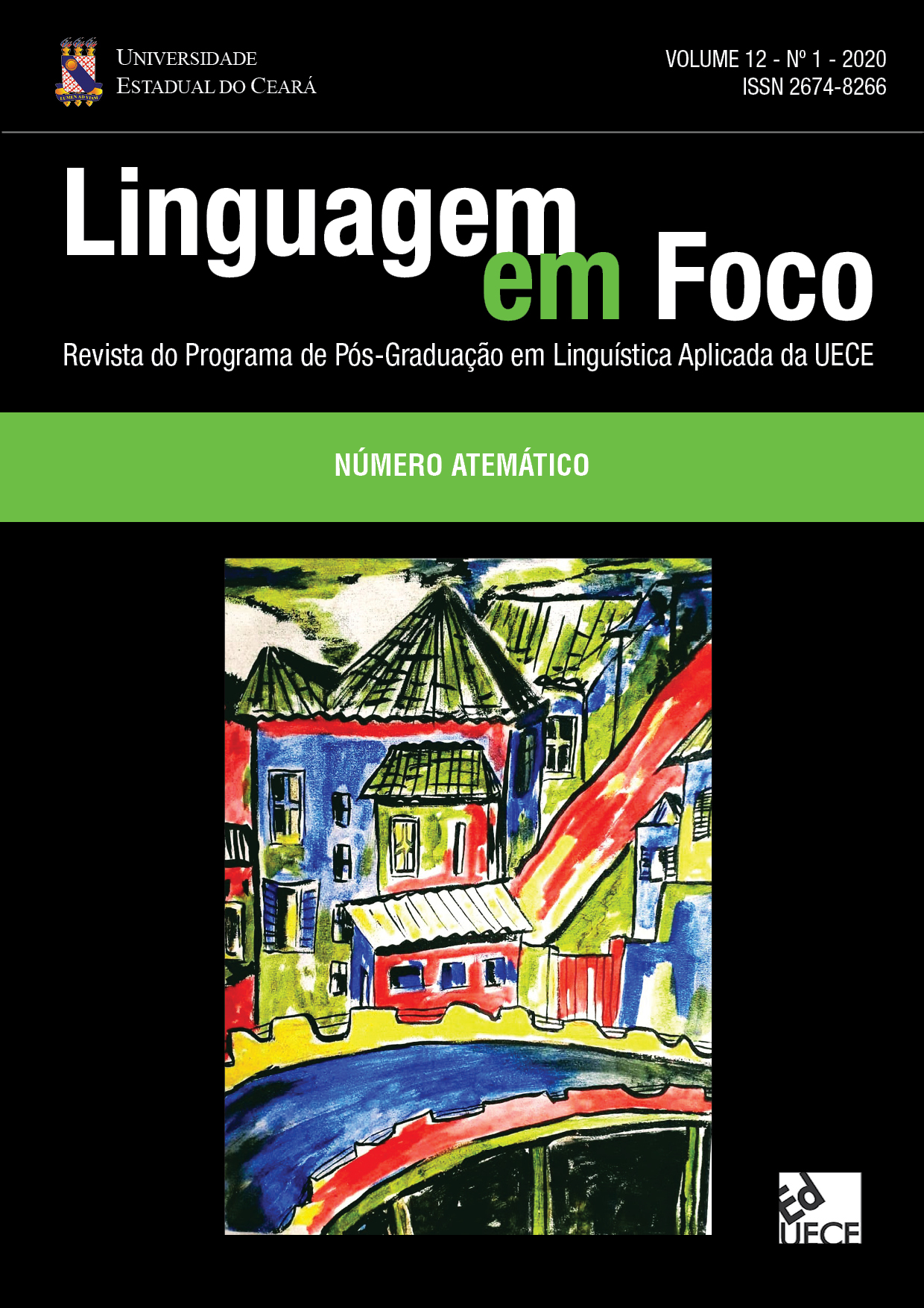 Capa do primeiro número do décimo segundo volume da Revista Linguagem em Foco do ano de 2020