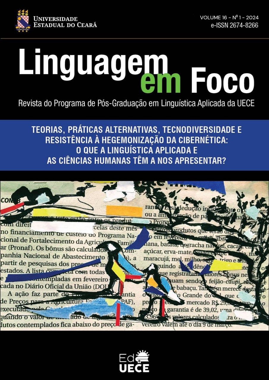 					Visualizar v. 16 n. 1 (2024): Teorias, práticas alternativas, tecnodiversidade e resistência à hegemonização da Cibernética: o que a Linguística Aplicada e as Ciências Humanas têm a nos apresentar?
				